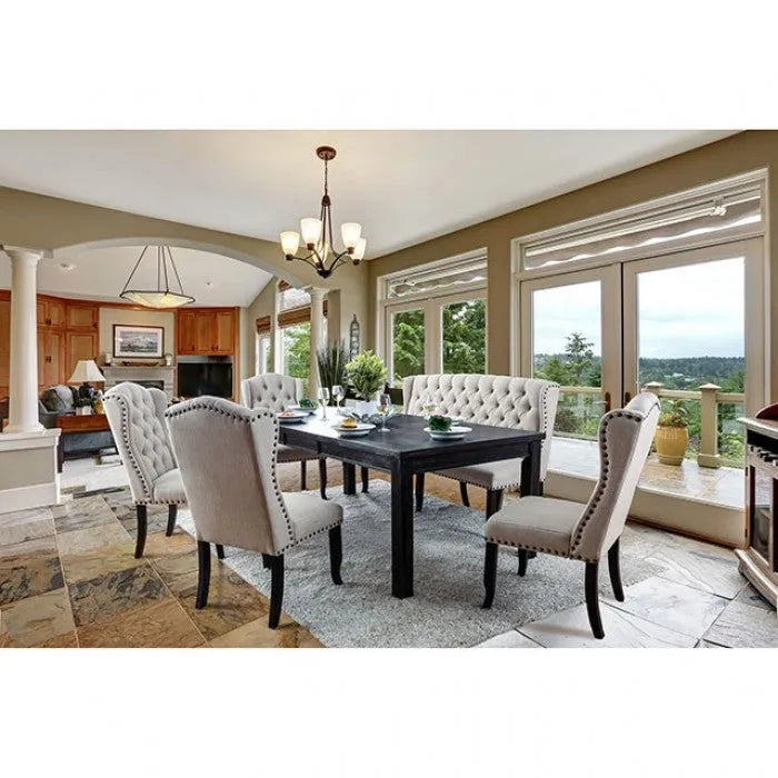 Sania Rustic Antique Black/Beige 9-Piece Dining Room Set by Furniture of America at Eve Furniture