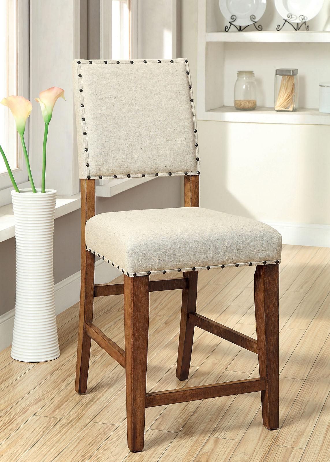 Sania Rustic Oak Counter Ht. Chair, Set of 2 by Furniture of America at Eve Furniture