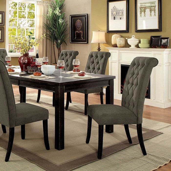 Sania Rustic/Antique Black/Beige 7-Piece Dining Room Set by Furniture of America at Eve Furniture