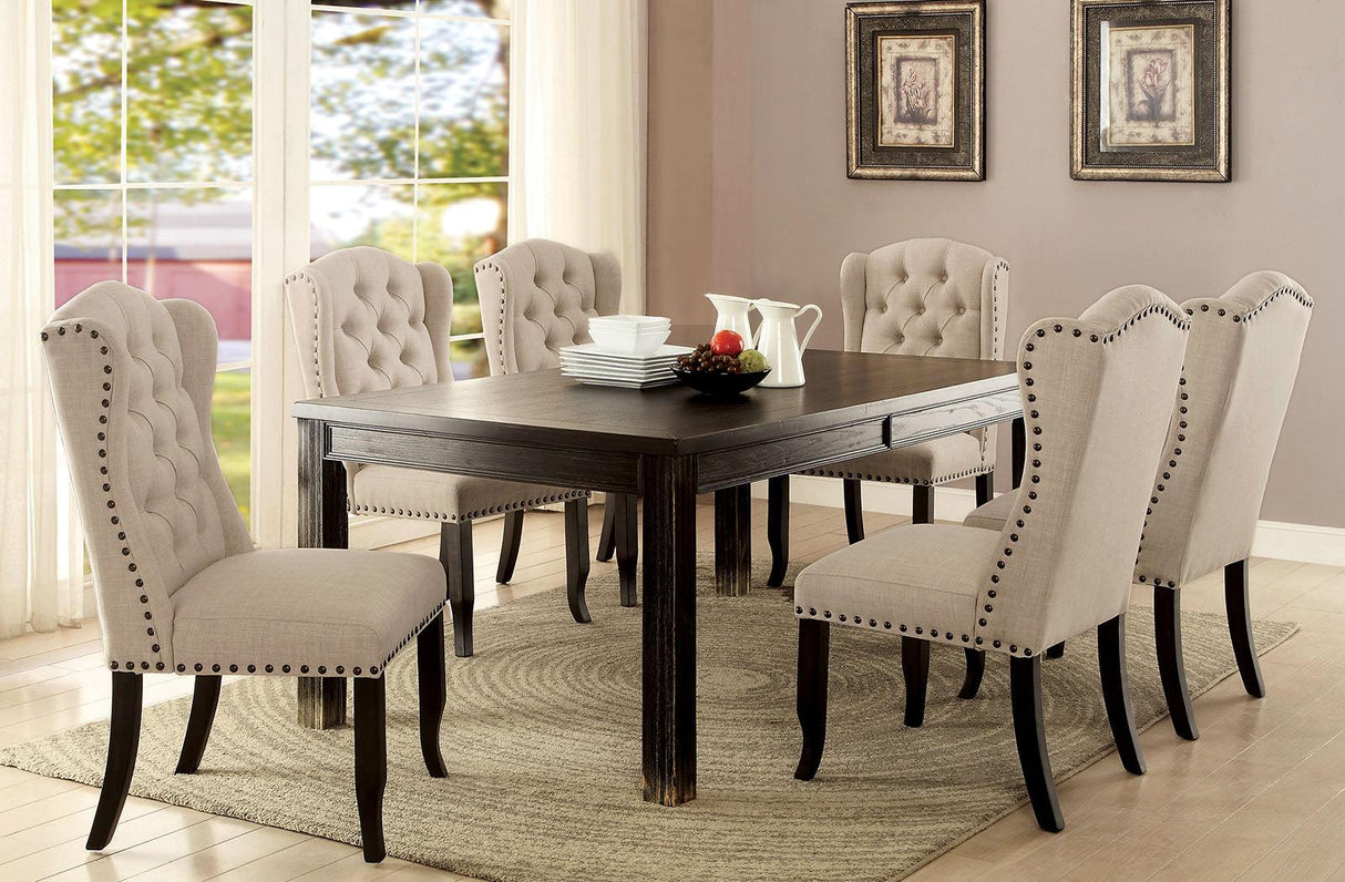 Sania Antique Black/Beige 84" Dining Table by Furniture of America at Eve Furniture