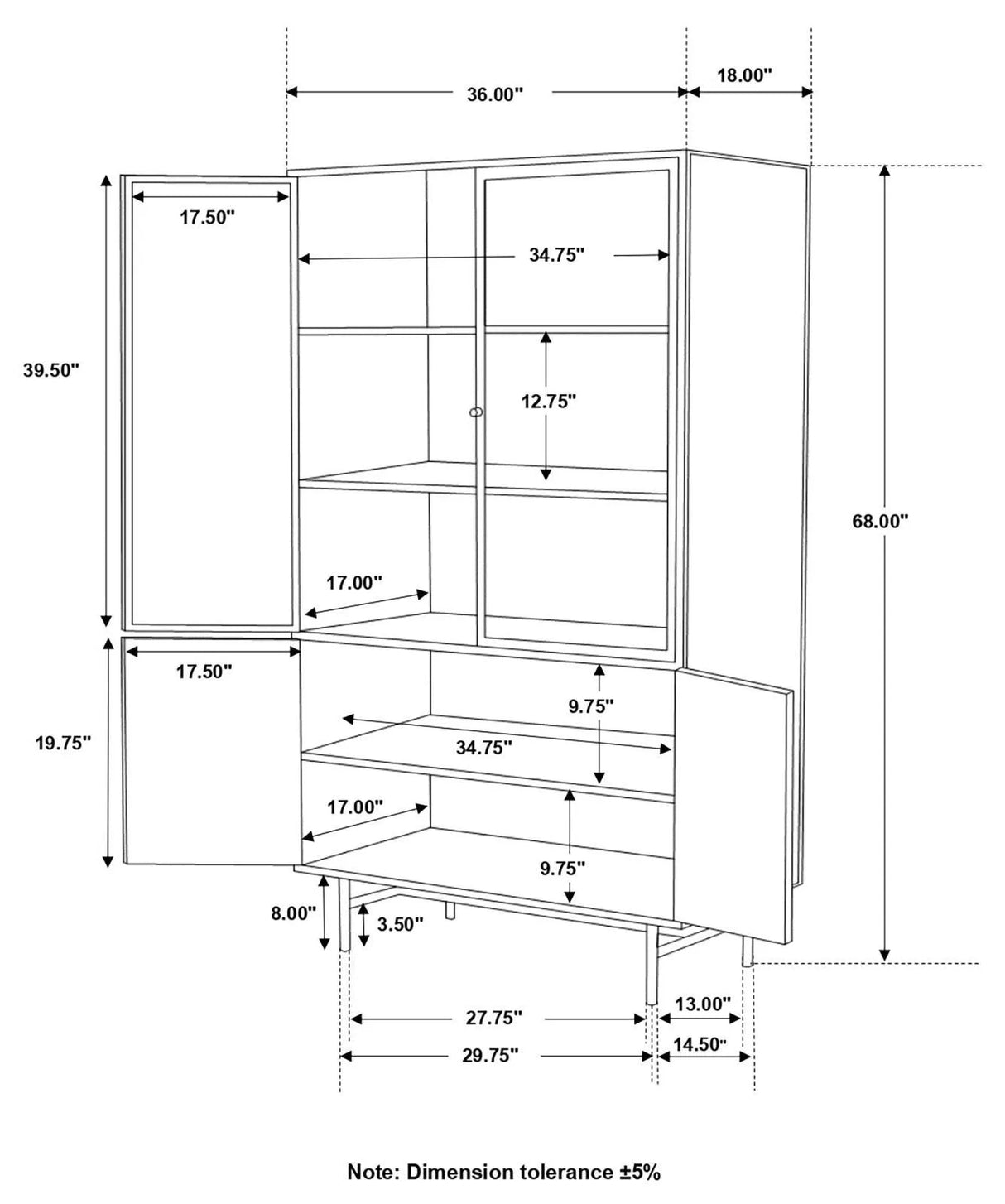 Santiago Matte Black Rectangular 4-Door Cabinet by Coaster at Eve Furniture
