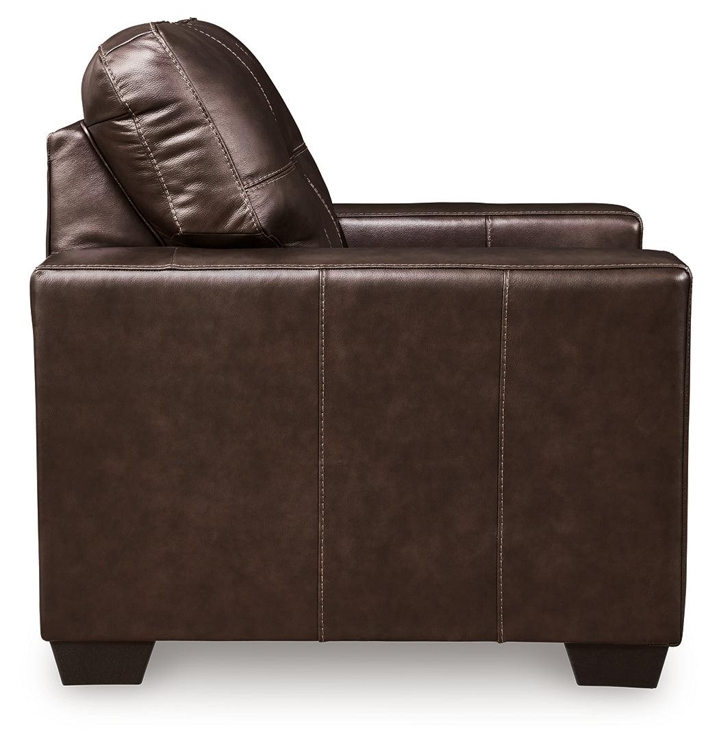 Santorine Dark Brown Leather Chair by Ashley at Eve Furniture