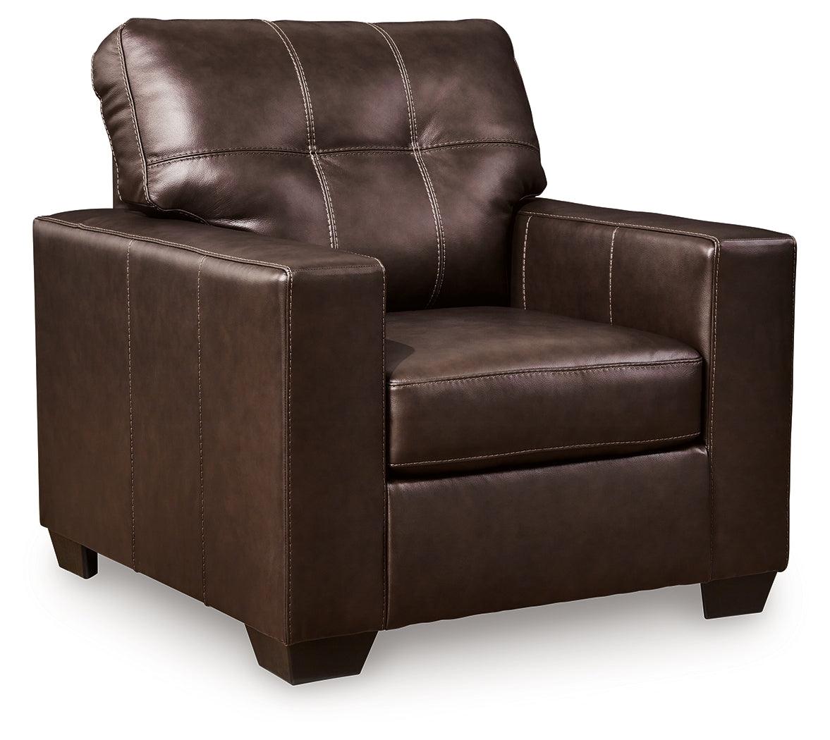 Santorine Dark Brown Leather Chair by Ashley at Eve Furniture