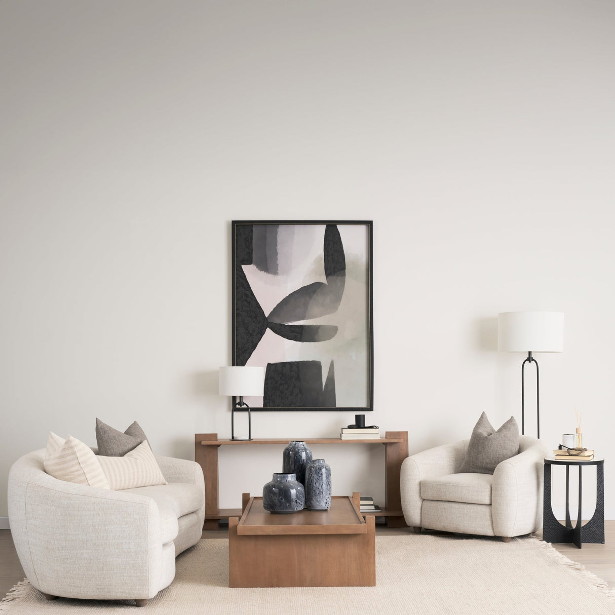 Sarah Arched Black Metal W/Marble Cube and White Shade Table Lamp by Mercana at Eve Furniture