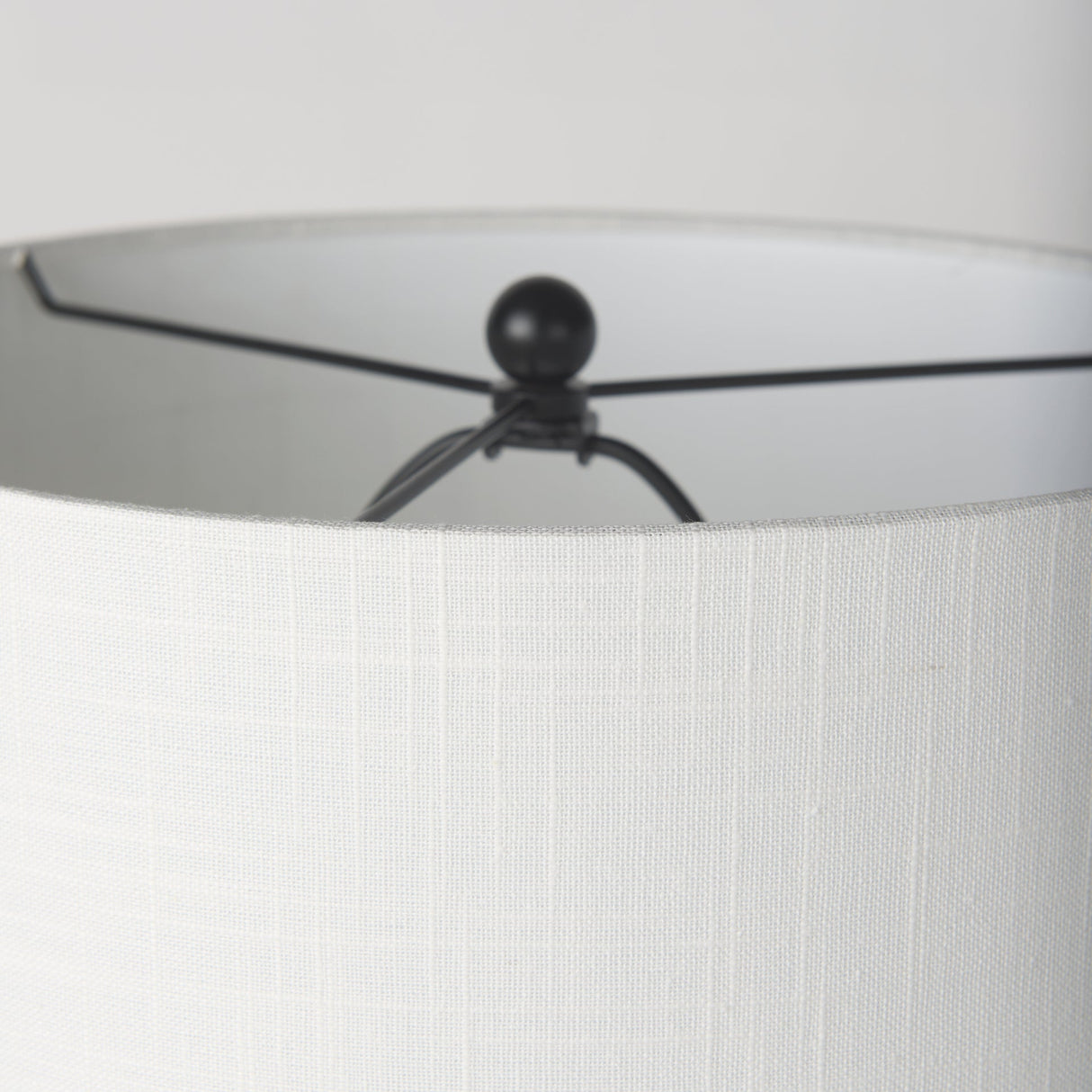 Sarah Arched Black Metal W/Marble Cube and White Shade Table Lamp by Mercana at Eve Furniture