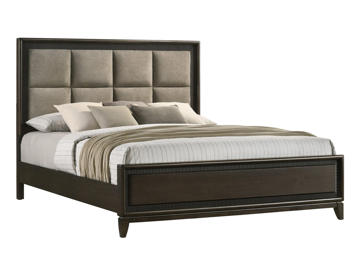 Saratoga Brown Queen Upholstered Panel Bed by Crown Mark at Eve Furniture