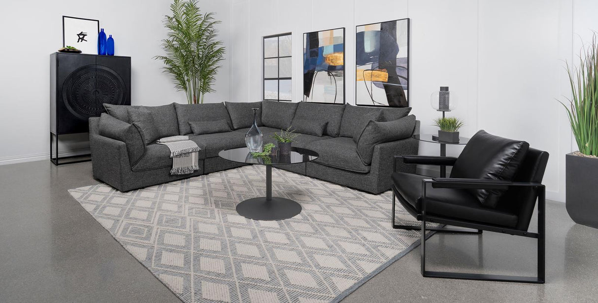 Sasha Barely Black 5-piece Upholstered Modular Sectional Sofa by Coaster at Eve Furniture