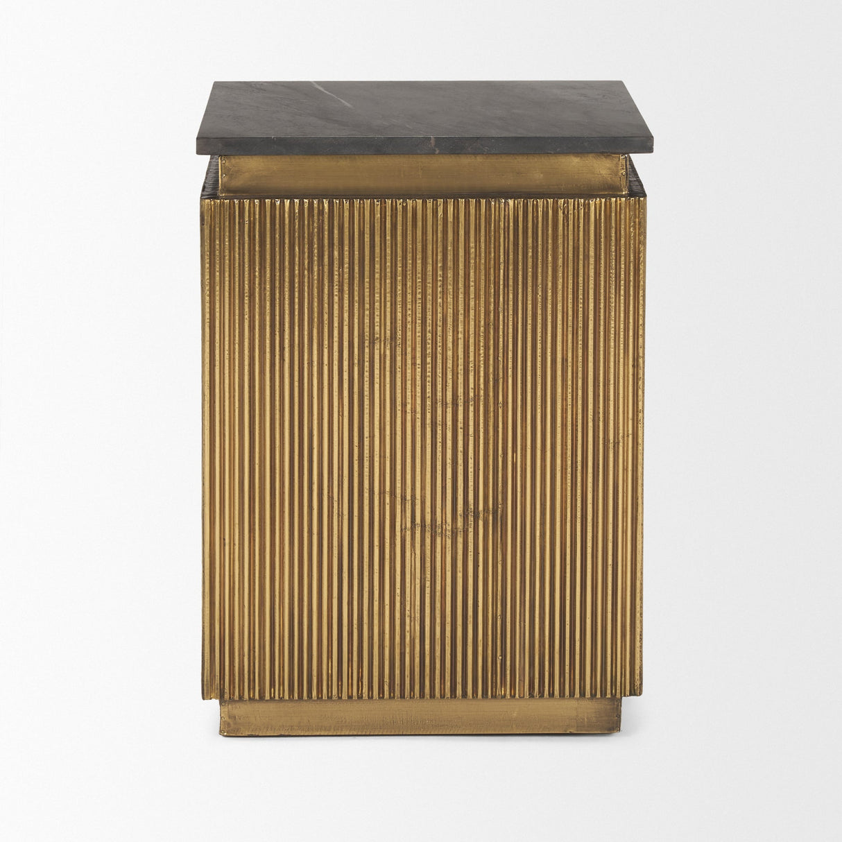 Satima Black Marble w/ Gold Metal Square Fluted Accent Table by Mercana at Eve Furniture
