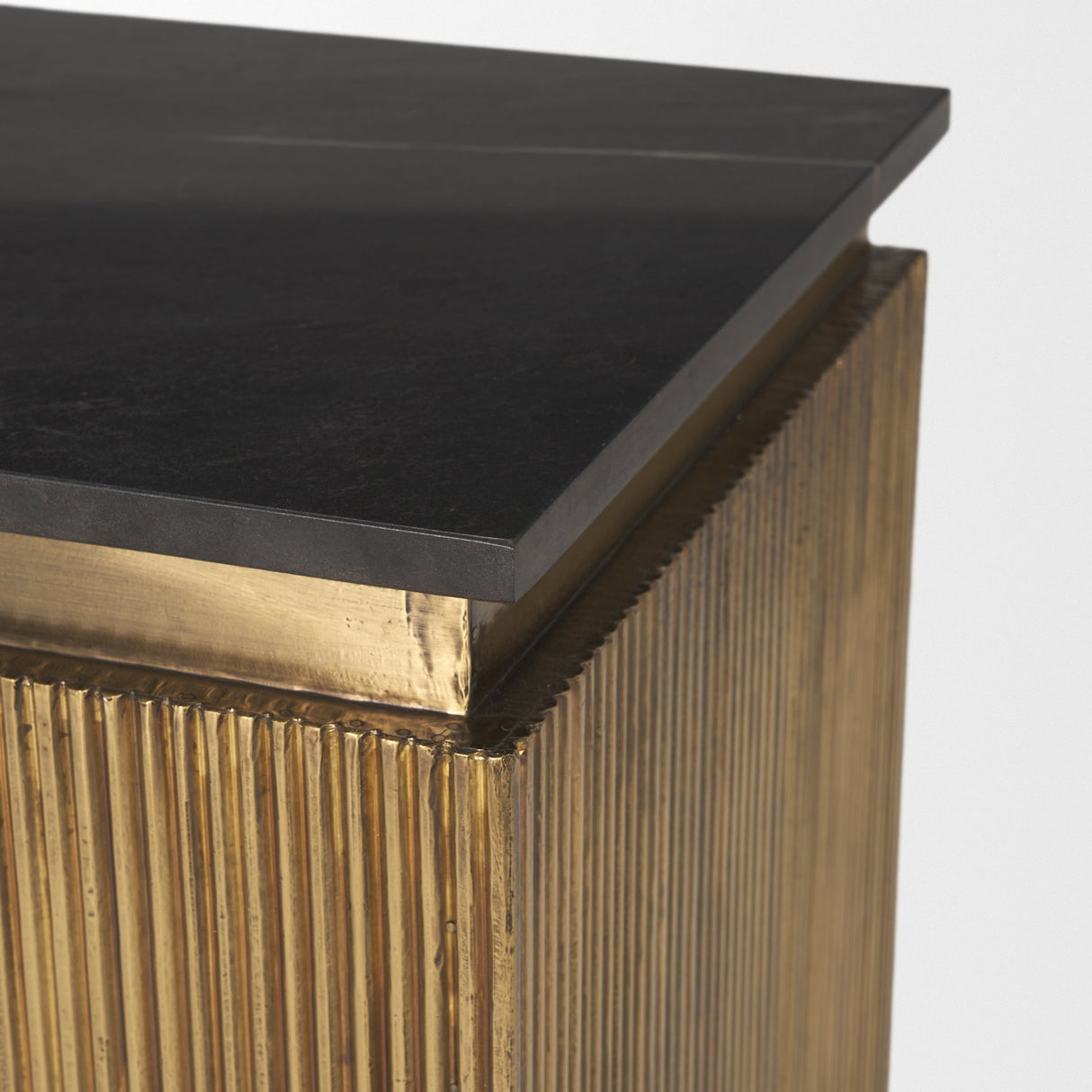 Satima Black Marble w/ Gold Metal Square Fluted Accent Table by Mercana at Eve Furniture