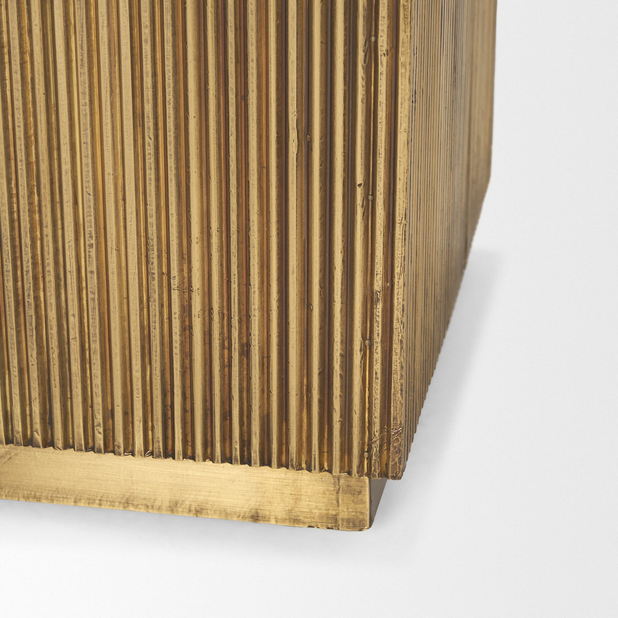 Satima Black Marble w/ Gold Metal Square Fluted Accent Table by Mercana at Eve Furniture