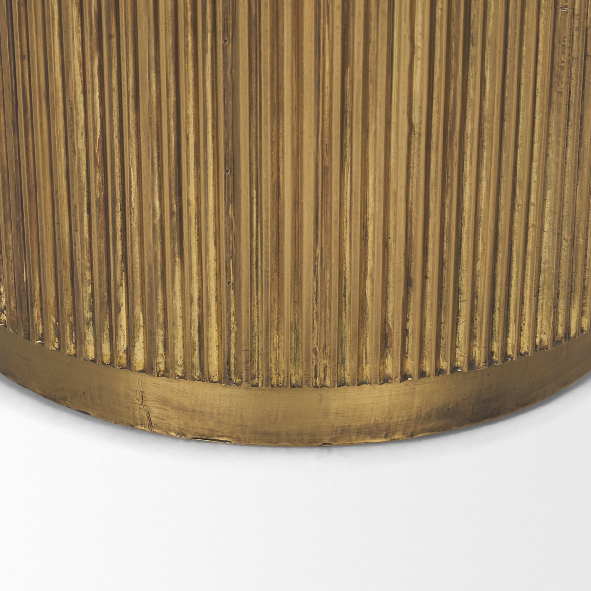Satima White Marble w/ Gold Metal Round Fluted Accent Table by Mercana at Eve Furniture