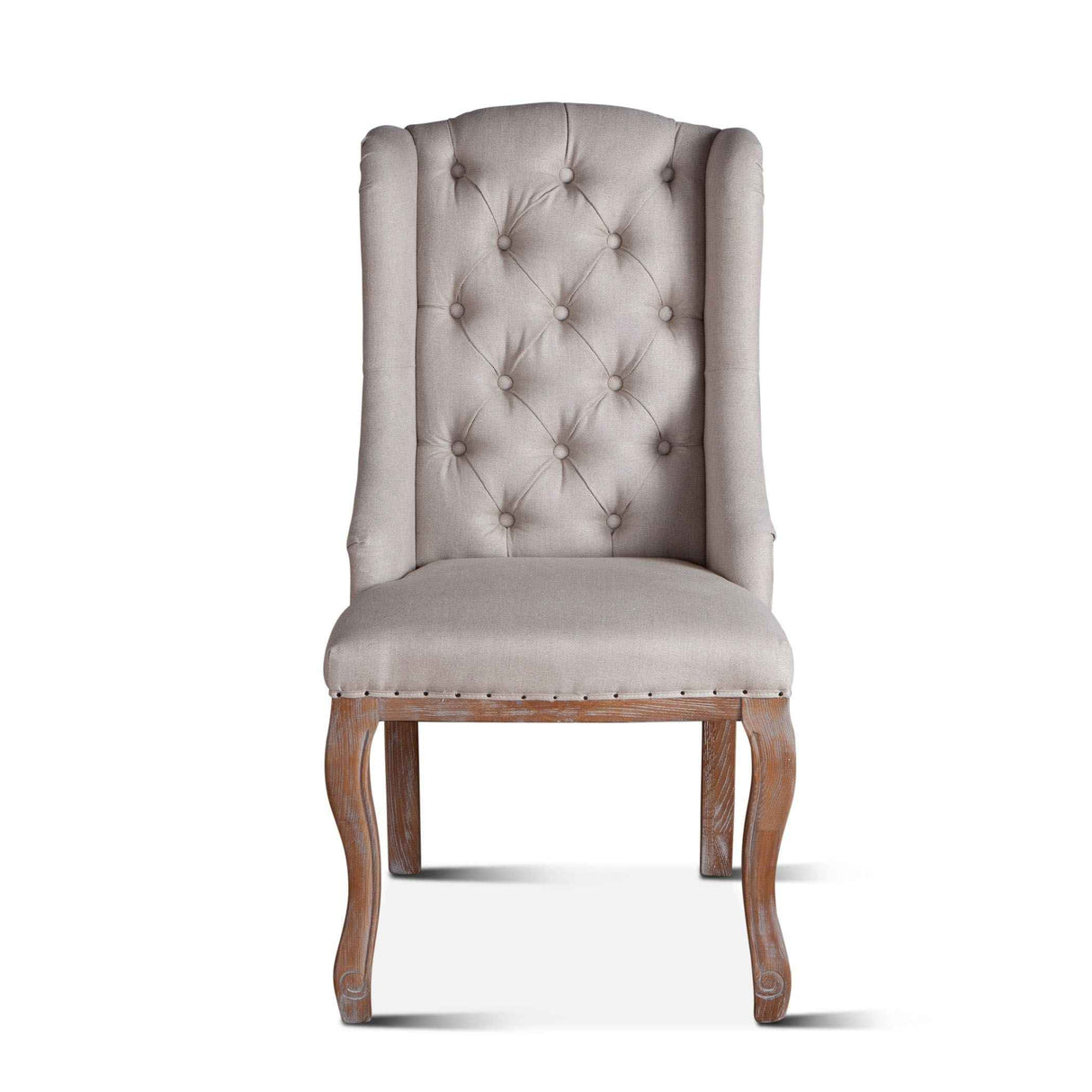 Satine 25" Dining Chair in Off White Linen with Napoleon Legs by Home Trends & Design at Eve Furniture