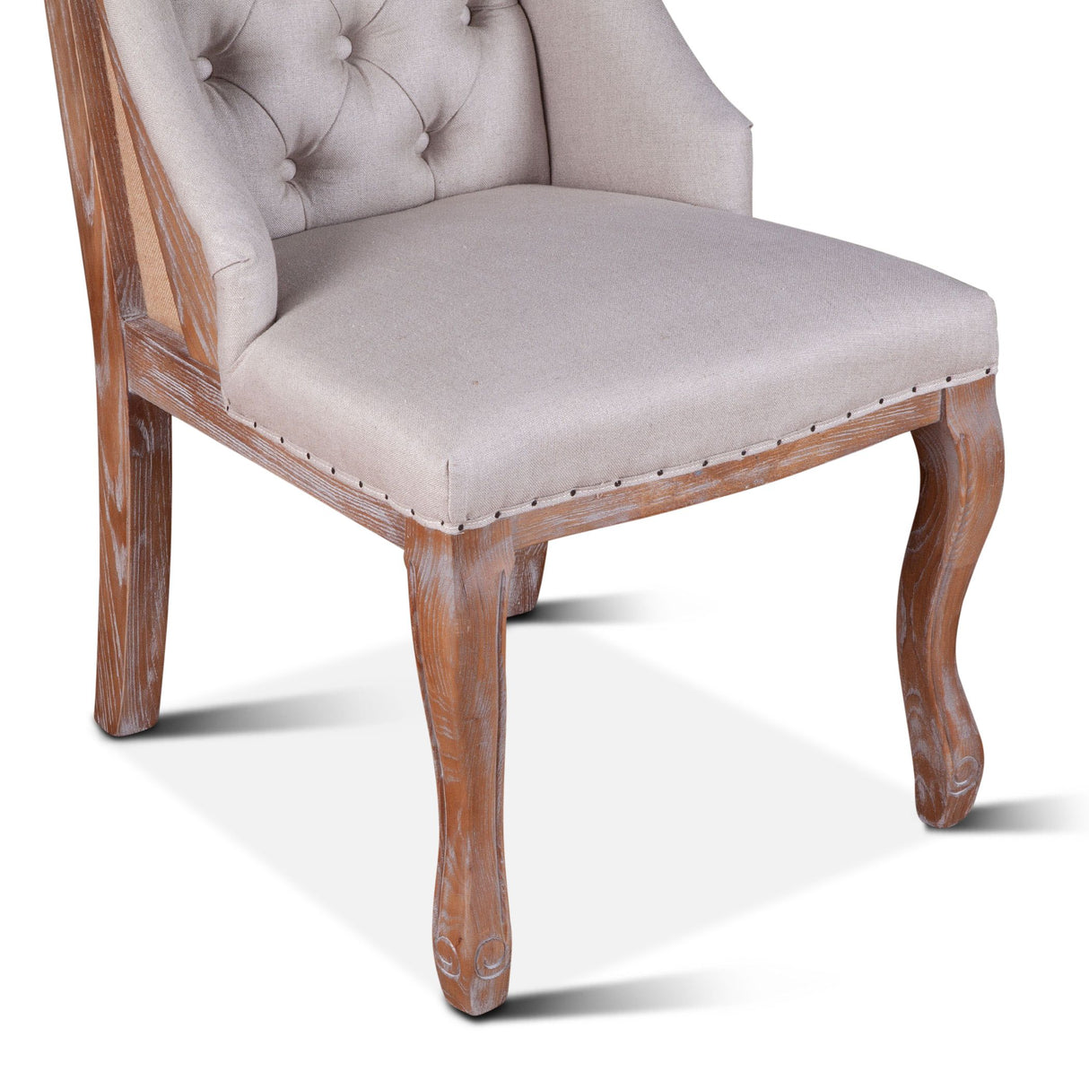 Satine 25" Dining Chair in Off White Linen with Napoleon Legs by Home Trends & Design at Eve Furniture