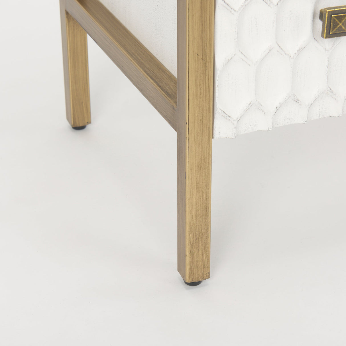 Savannah White Fir Veneer w/ Gold Metal 3-Drawer Accent Cabinet by Mercana at Eve Furniture