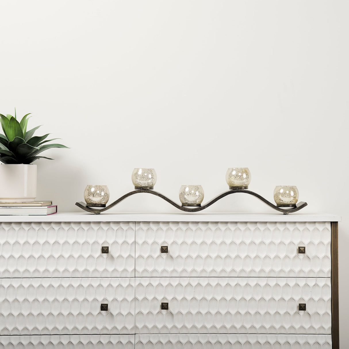 Savannah White Fir Veneer w/ Gold Metal Accents 6-Drawer Sideboard by Mercana at Eve Furniture
