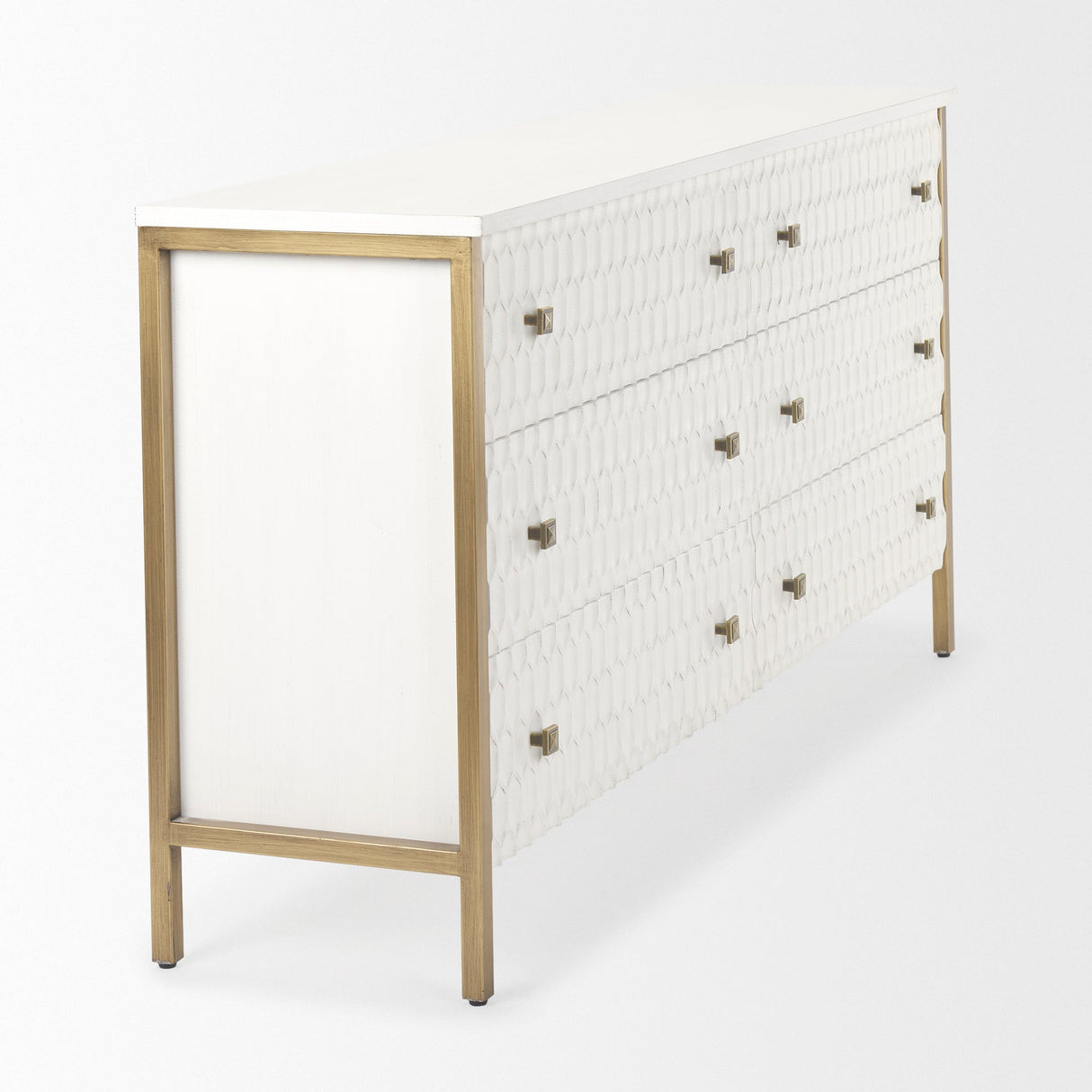 Savannah White Fir Veneer w/ Gold Metal Accents 6-Drawer Sideboard by Mercana at Eve Furniture