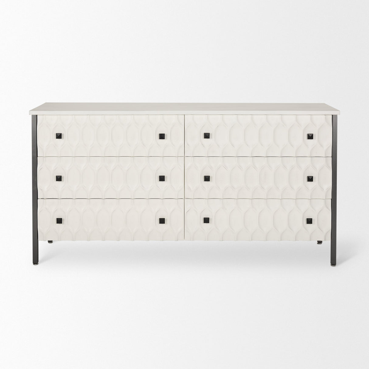 Savannah White Fir Veneer w/ Gray Metal 6-Drawer Sideboard by Mercana at Eve Furniture