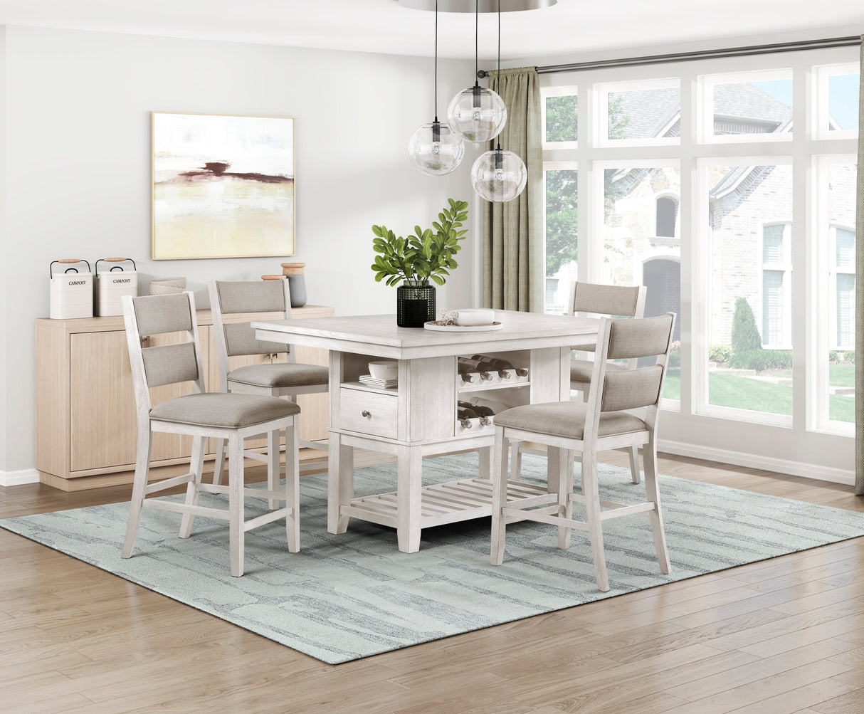 Savile Antique White/Light Gray Counter Height Chair, Set of 2 by Homelegance at Eve Furniture