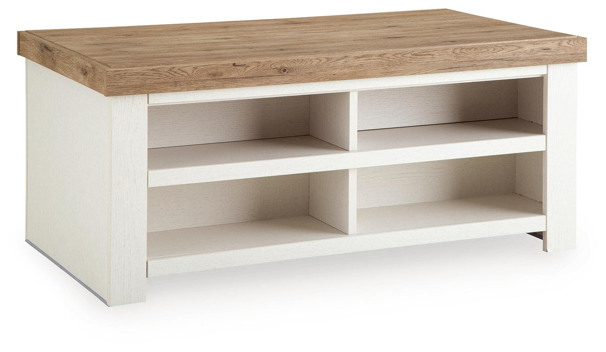Savonport White/Brown Coffee Table by Ashley at Eve Furniture