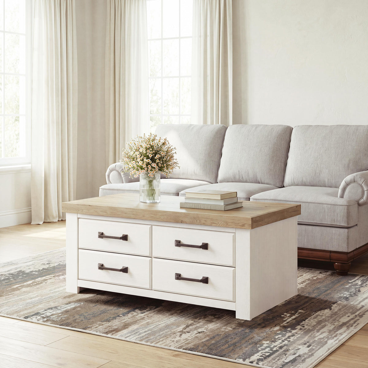 Savonport White/Brown Coffee Table by Ashley at Eve Furniture