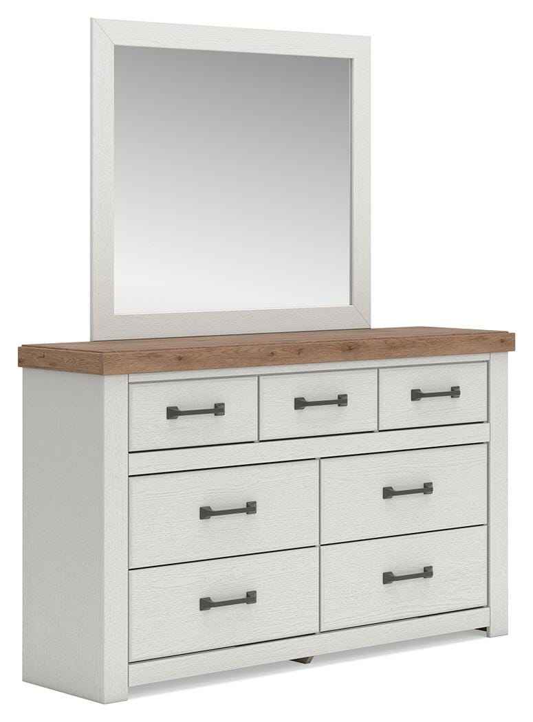 Savonport White/Brown Dresser and Mirror by Ashley at Eve Furniture