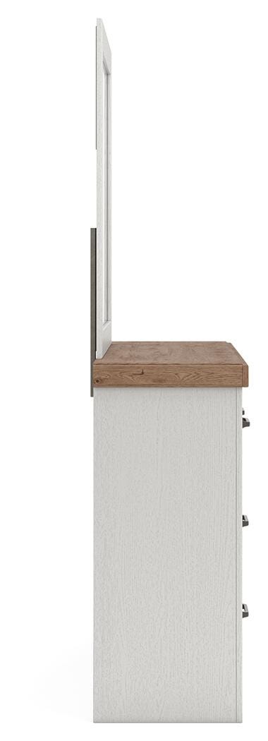 Savonport White/Brown Dresser and Mirror by Ashley at Eve Furniture