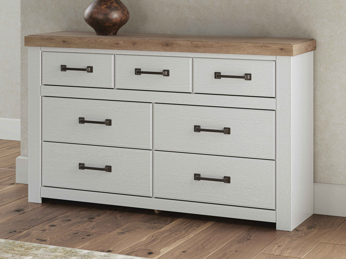 Savonport White/Brown Dresser by Ashley at Eve Furniture