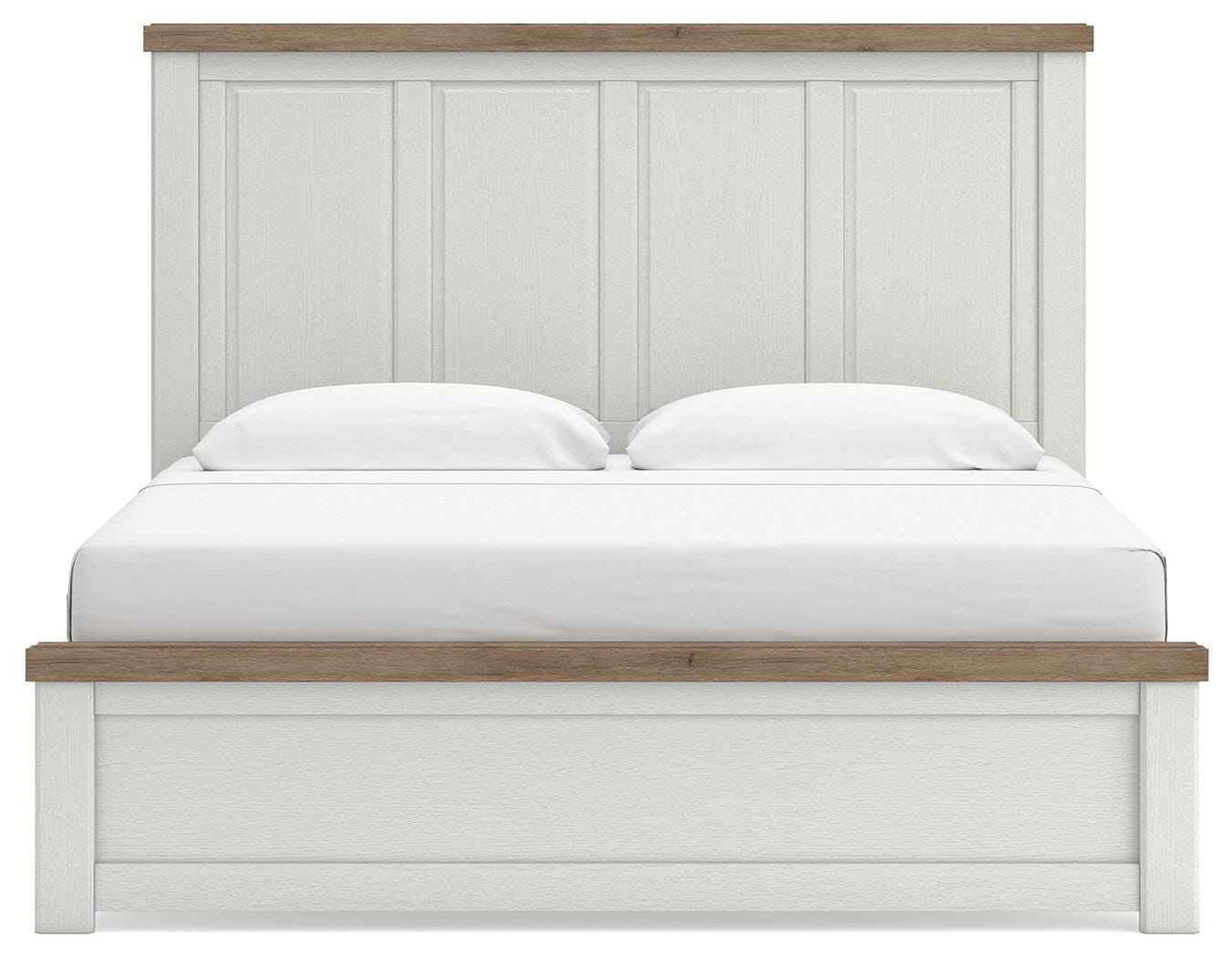 Savonport White/Brown King Panel Bed by Ashley at Eve Furniture