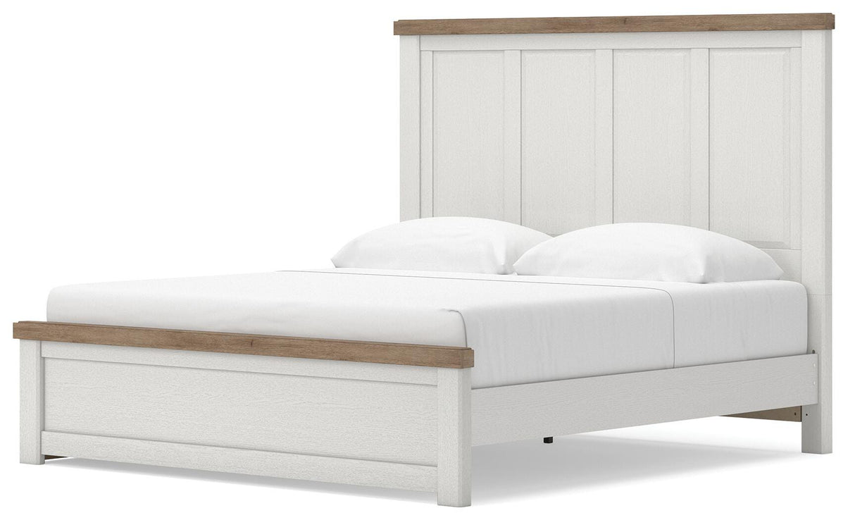 Savonport White/Brown King Panel Bed with Storage by Ashley at Eve Furniture
