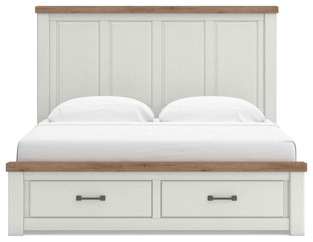 Savonport White/Brown King Panel Storage Bed by Ashley at Eve Furniture