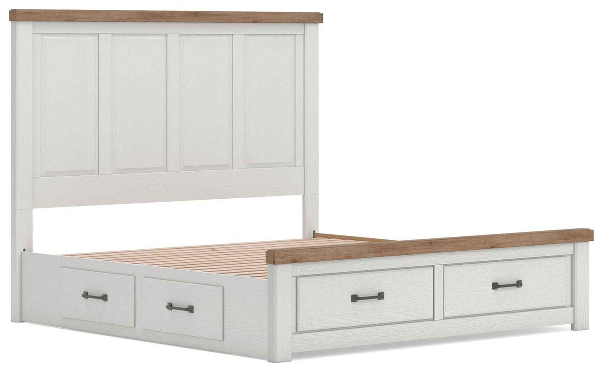 Savonport White/Brown King Panel Storage Bed by Ashley at Eve Furniture