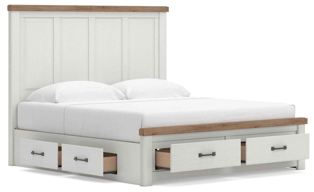Savonport White/Brown King Panel Storage Bed by Ashley at Eve Furniture