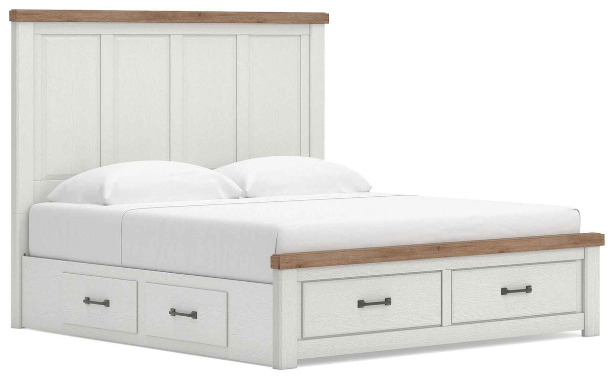 Savonport White/Brown King Panel Storage Bed by Ashley at Eve Furniture