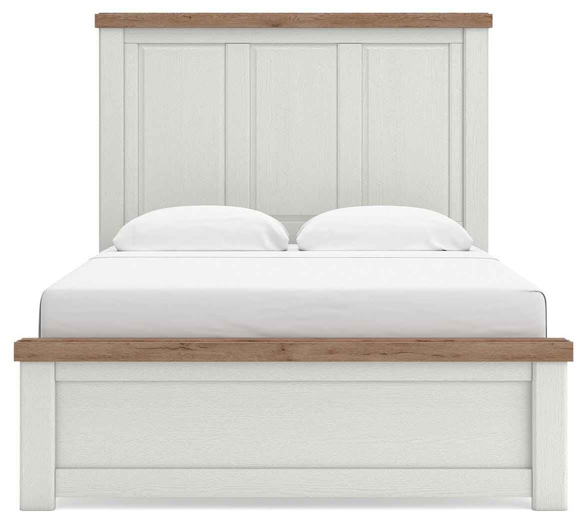 Savonport White/Brown Queen Panel Bed by Ashley at Eve Furniture