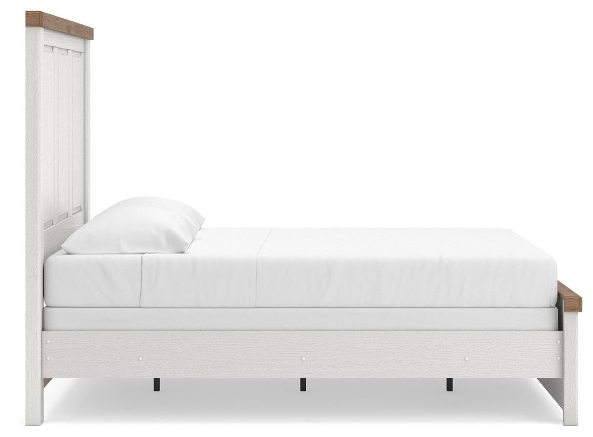 Savonport White/Brown Queen Panel Bed by Ashley at Eve Furniture