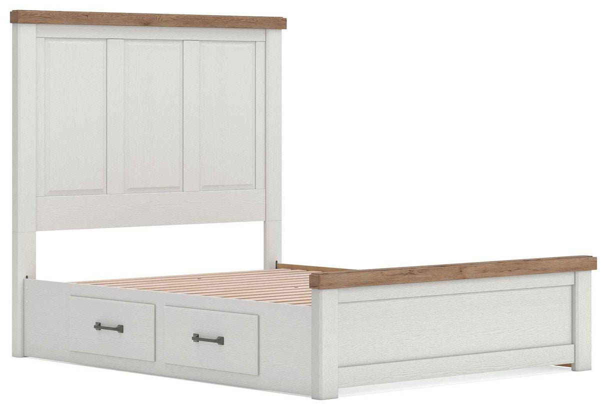 Savonport White/Brown Queen Panel Bed with Storage by Ashley at Eve Furniture