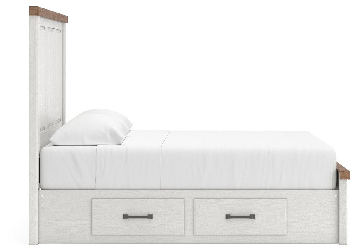 Savonport White/Brown Queen Panel Bed with Storage by Ashley at Eve Furniture