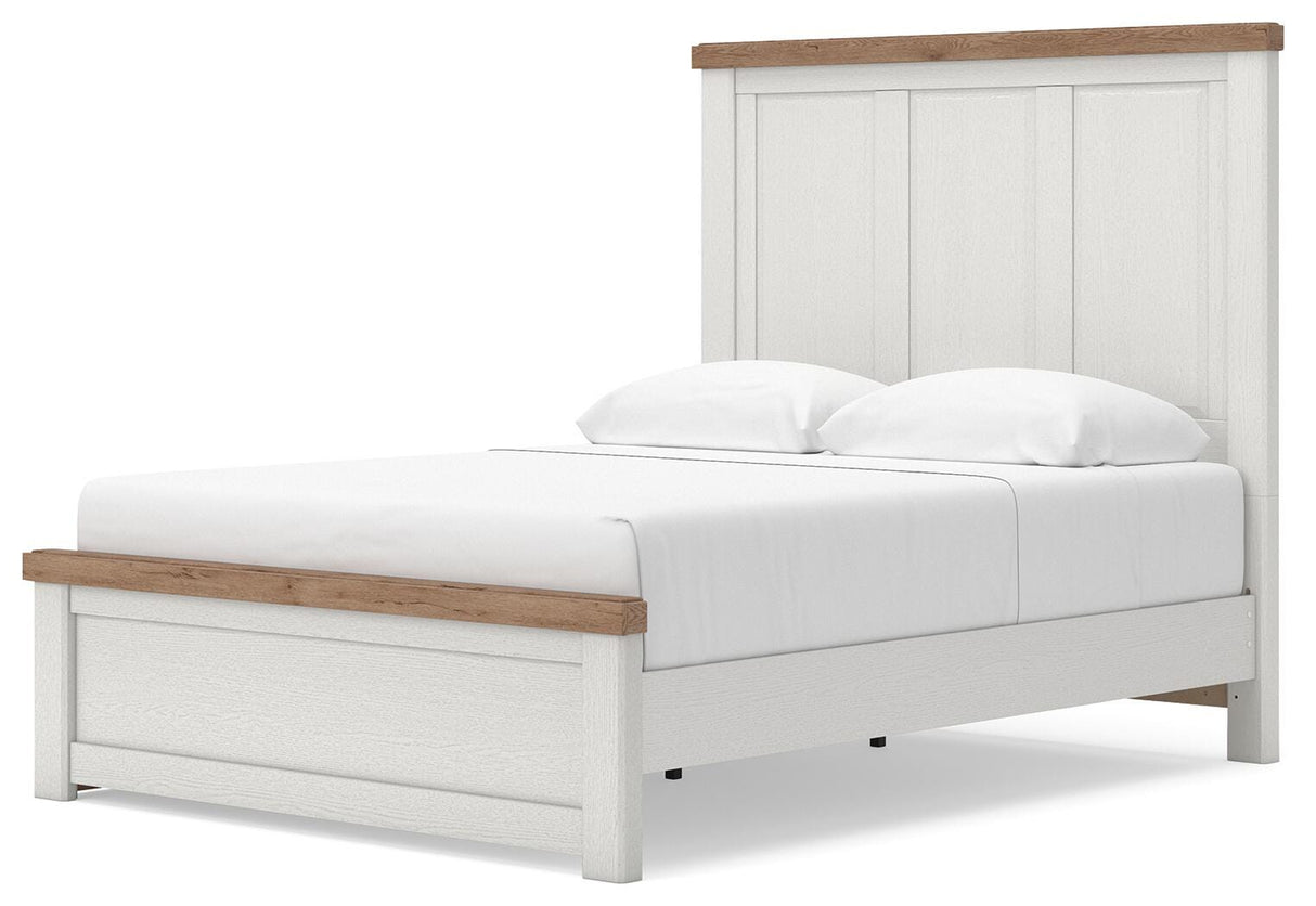 Savonport White/Brown Queen Panel Bed with Storage by Ashley at Eve Furniture