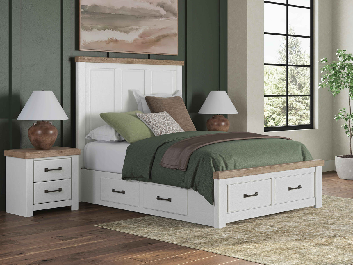 Savonport White/Brown Queen Panel Storage Bed by Ashley at Eve Furniture