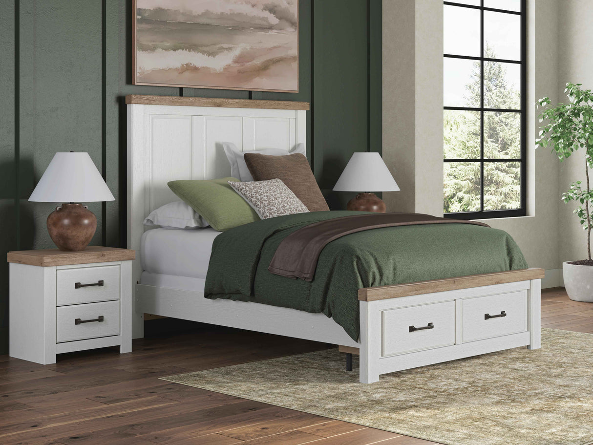 Savonport White/Brown Queen Panel Storage Bed by Ashley at Eve Furniture