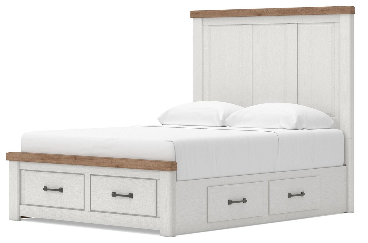 Savonport White/Brown Queen Panel Storage Bed by Ashley at Eve Furniture