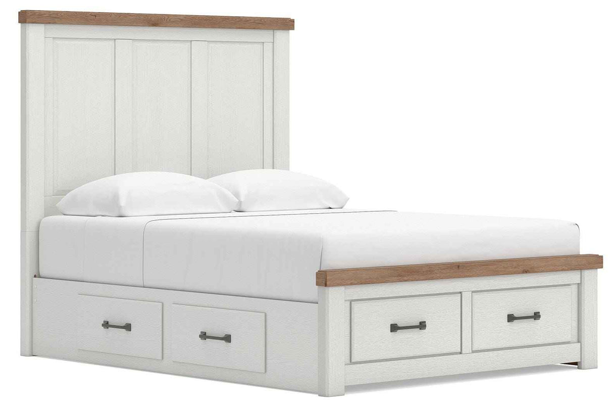 Savonport White/Brown Queen Panel Storage Bed by Ashley at Eve Furniture