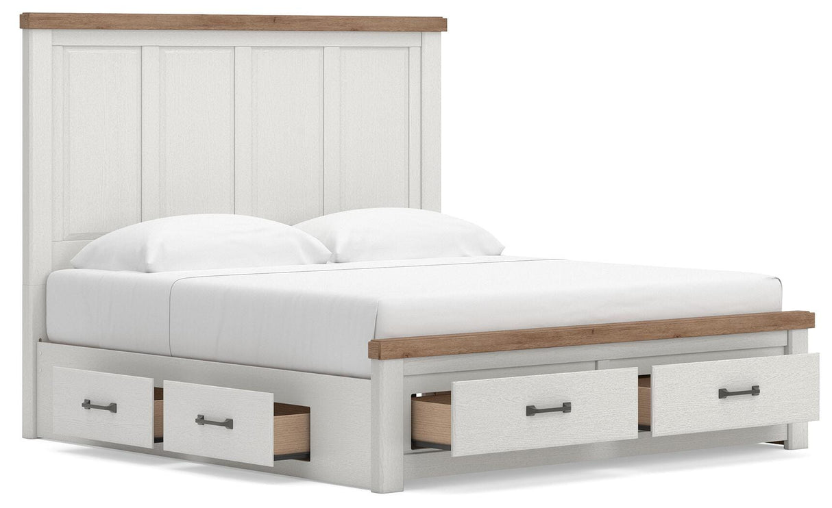 Savonport White/Brown Storage Bedroom Set with 6 Drawers by Ashley at Eve Furniture