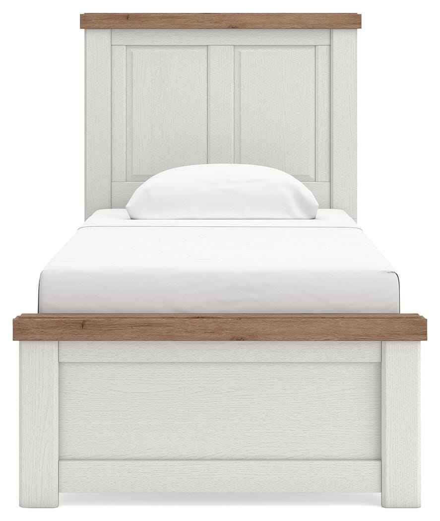 Savonport White/Brown Twin Panel Bed by Ashley at Eve Furniture