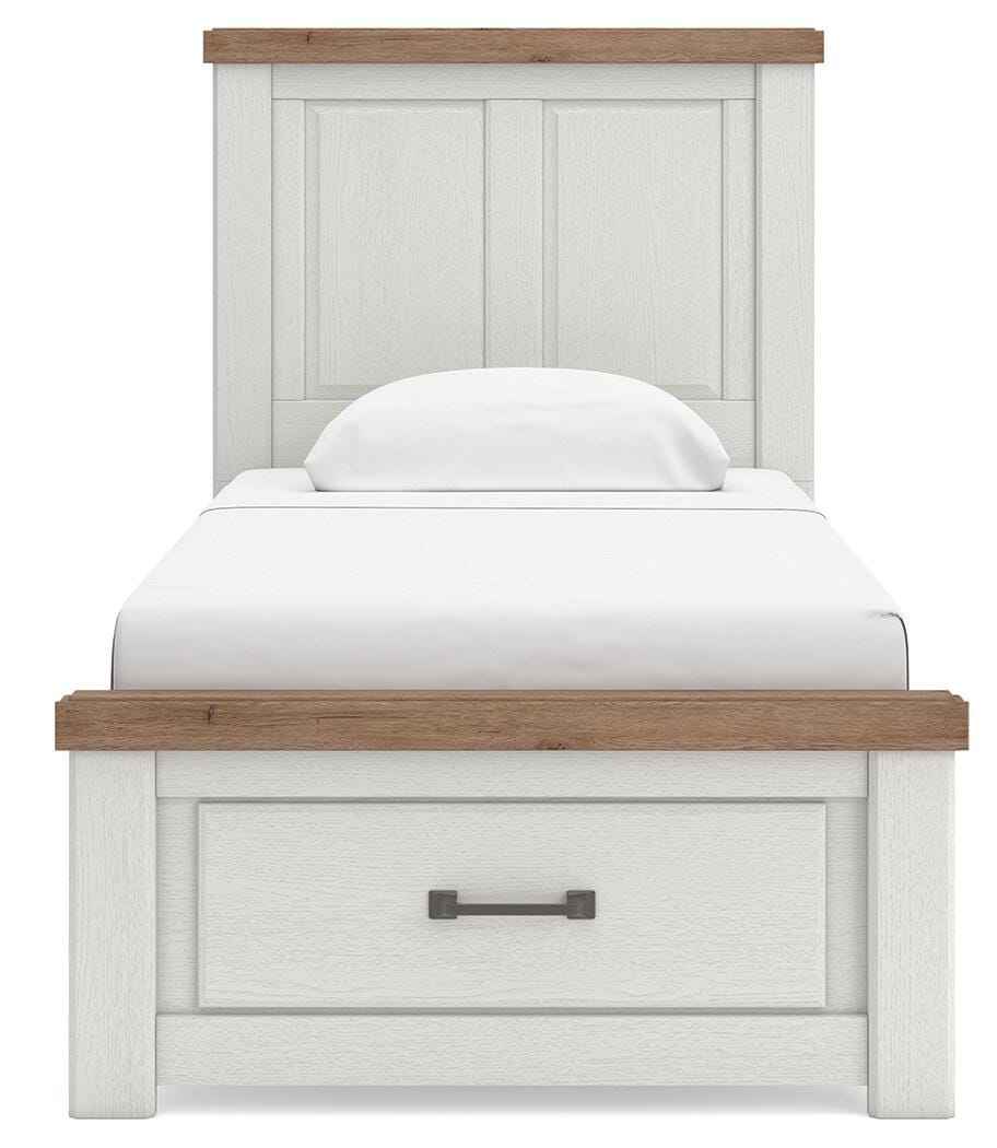 Savonport White/Brown Twin Panel Storage Bed by Ashley at Eve Furniture
