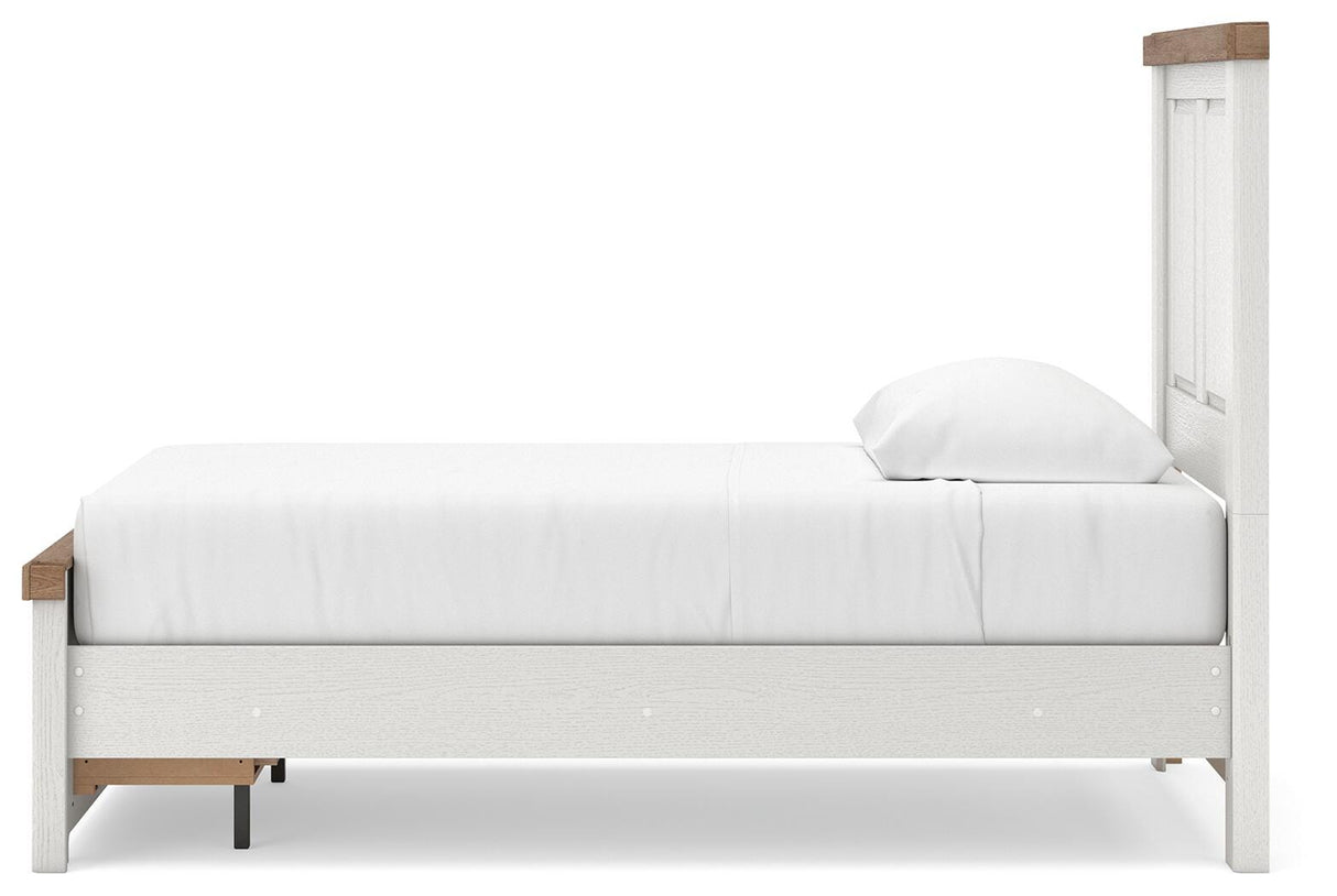 Savonport White/Brown Twin Panel Storage Bed by Ashley at Eve Furniture