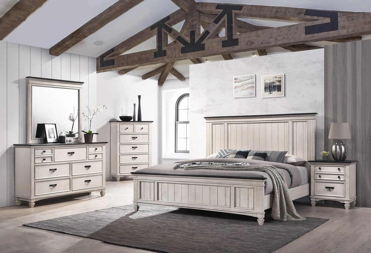 Sawyer Antique White and Brown Chest by Crown Mark at Eve Furniture