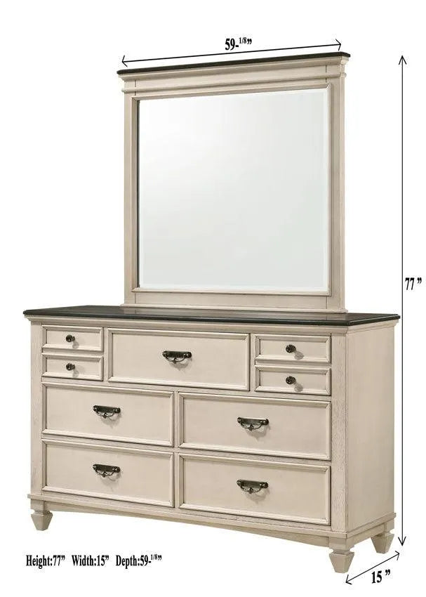 Sawyer Antique White and Brown Panel Bedroom Set by Crown Mark at Eve Furniture