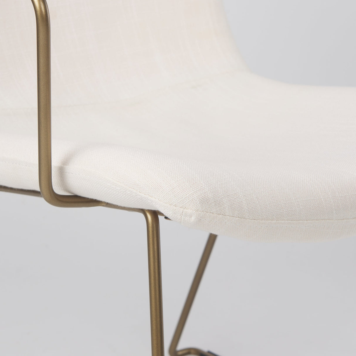 Sawyer Cream Fabric Wrap Gold Metal Frame Dining Chair by Mercana at Eve Furniture