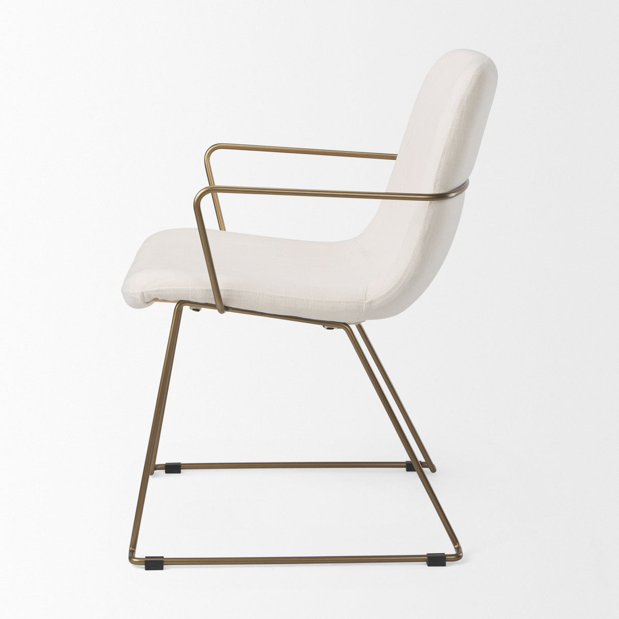 Sawyer Cream Fabric Wrap Gold Metal Frame Dining Chair by Mercana at Eve Furniture
